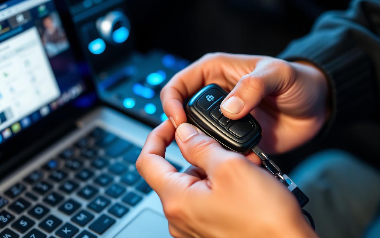 Locksmith programming a car key